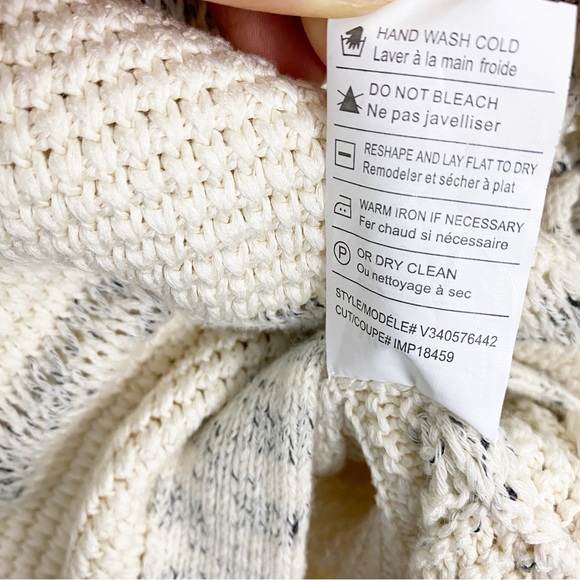 Vince XS/S Cotton Cream & Black Stripe Oversized Knit V-neck Sweater Kaftan - Picture 7 of 7